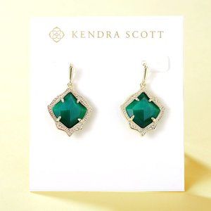 New Kendra Scott Kyrie Gold Emerald Cats Eye